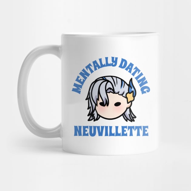 Genshin Impact mentally dating Neuvillette chibi typography | morcaworks by Oricca